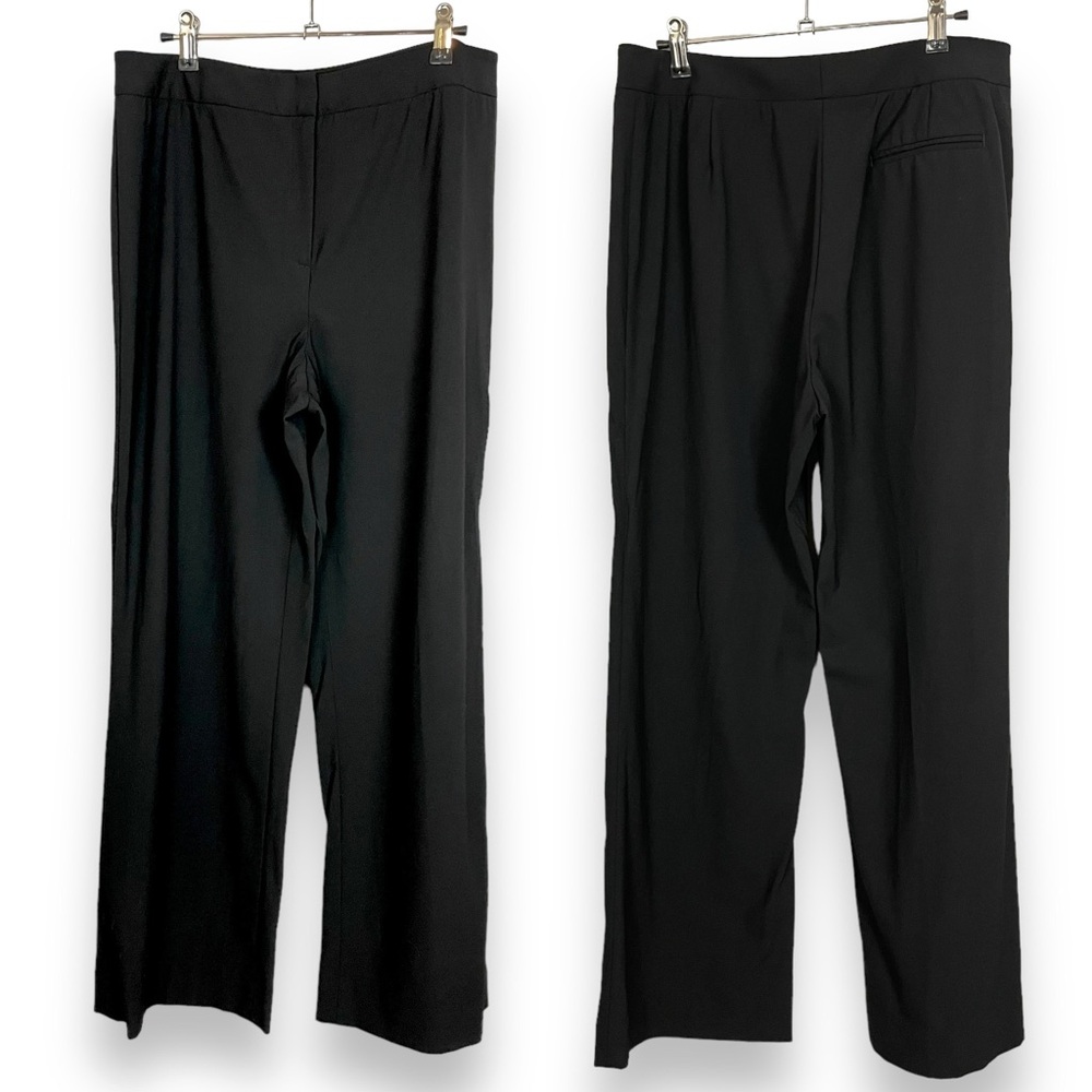 Lafayette 148 New York Slacks Black Pants Wide Leg Size 10 Women Wool Blend Work